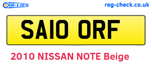 SA10ORF are the vehicle registration plates.