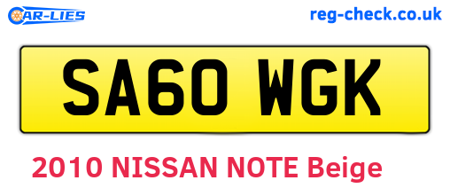 SA60WGK are the vehicle registration plates.