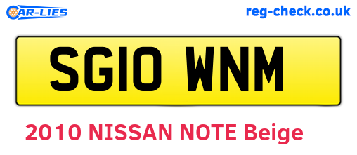 SG10WNM are the vehicle registration plates.