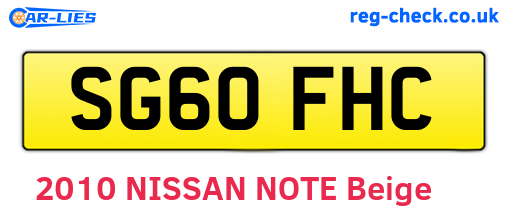 SG60FHC are the vehicle registration plates.