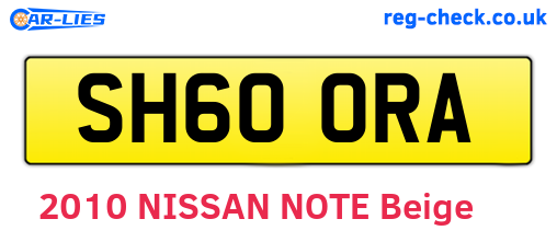 SH60ORA are the vehicle registration plates.