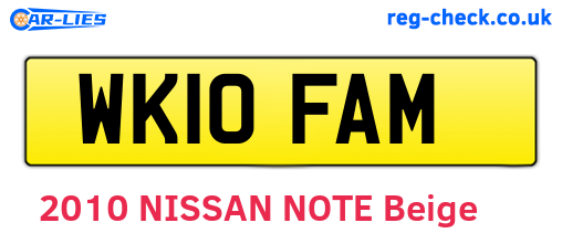 WK10FAM are the vehicle registration plates.