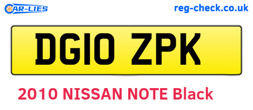 DG10ZPK are the vehicle registration plates.
