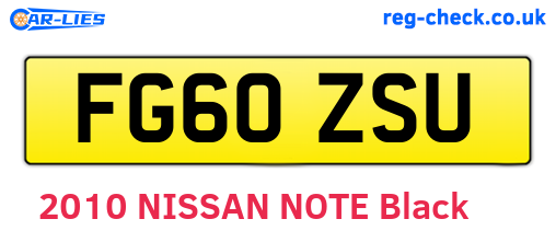 FG60ZSU are the vehicle registration plates.