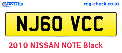 NJ60VCC are the vehicle registration plates.