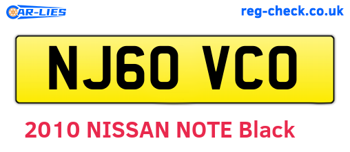 NJ60VCO are the vehicle registration plates.