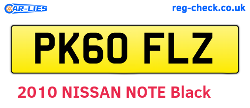 PK60FLZ are the vehicle registration plates.