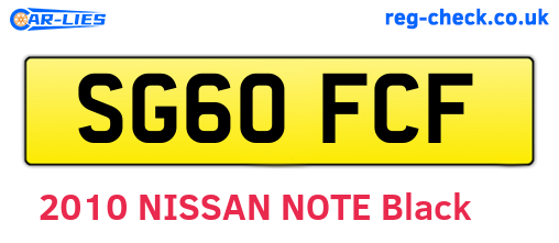 SG60FCF are the vehicle registration plates.