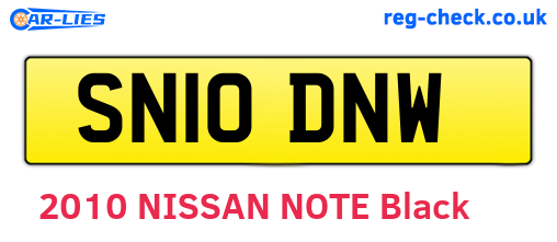 SN10DNW are the vehicle registration plates.