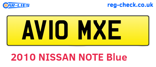 AV10MXE are the vehicle registration plates.