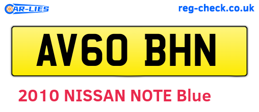 AV60BHN are the vehicle registration plates.