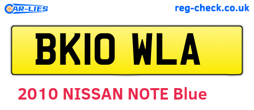 BK10WLA are the vehicle registration plates.