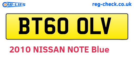 BT60OLV are the vehicle registration plates.
