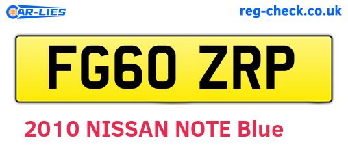 FG60ZRP are the vehicle registration plates.