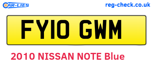 FY10GWM are the vehicle registration plates.