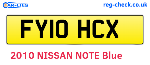 FY10HCX are the vehicle registration plates.