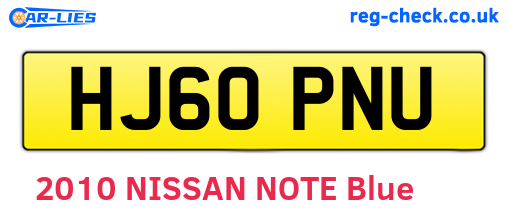 HJ60PNU are the vehicle registration plates.