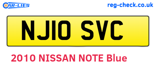 NJ10SVC are the vehicle registration plates.