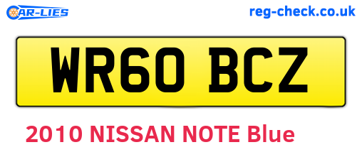 WR60BCZ are the vehicle registration plates.