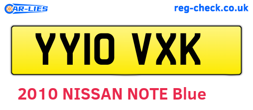 YY10VXK are the vehicle registration plates.