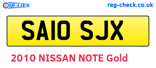SA10SJX are the vehicle registration plates.