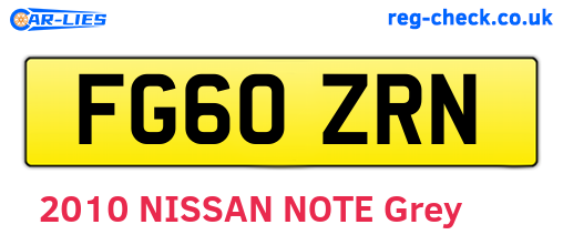 FG60ZRN are the vehicle registration plates.