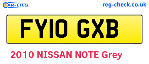 FY10GXB are the vehicle registration plates.