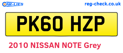 PK60HZP are the vehicle registration plates.