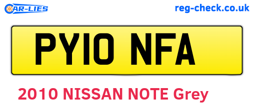 PY10NFA are the vehicle registration plates.