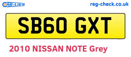 SB60GXT are the vehicle registration plates.