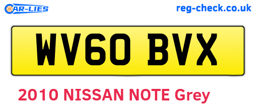 WV60BVX are the vehicle registration plates.