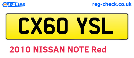 CX60YSL are the vehicle registration plates.