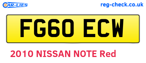 FG60ECW are the vehicle registration plates.
