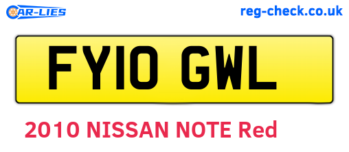 FY10GWL are the vehicle registration plates.