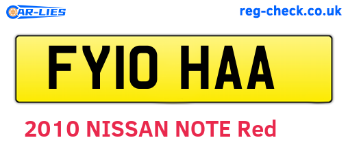 FY10HAA are the vehicle registration plates.