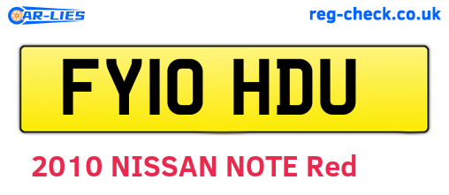 FY10HDU are the vehicle registration plates.