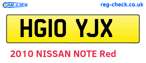 HG10YJX are the vehicle registration plates.