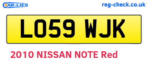 LO59WJK are the vehicle registration plates.
