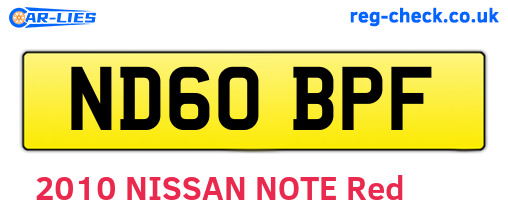 ND60BPF are the vehicle registration plates.