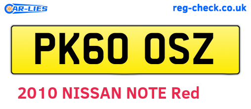 PK60OSZ are the vehicle registration plates.