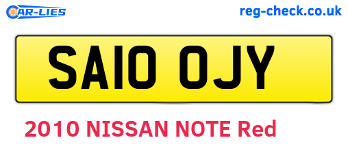 SA10OJY are the vehicle registration plates.