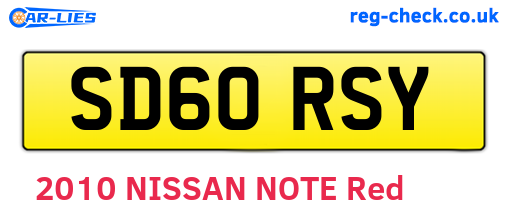 SD60RSY are the vehicle registration plates.