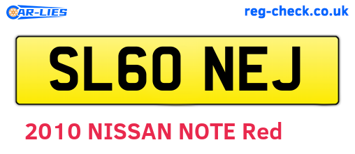 SL60NEJ are the vehicle registration plates.