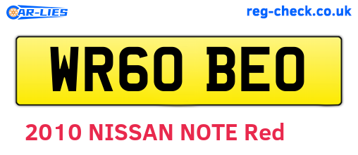 WR60BEO are the vehicle registration plates.