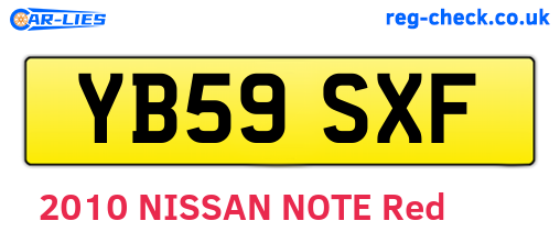 YB59SXF are the vehicle registration plates.