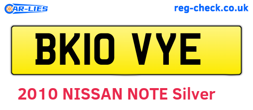 BK10VYE are the vehicle registration plates.