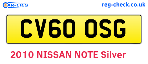 CV60OSG are the vehicle registration plates.