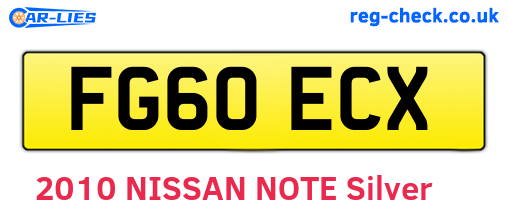 FG60ECX are the vehicle registration plates.