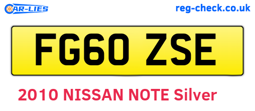 FG60ZSE are the vehicle registration plates.