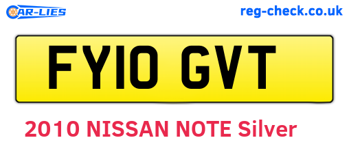 FY10GVT are the vehicle registration plates.